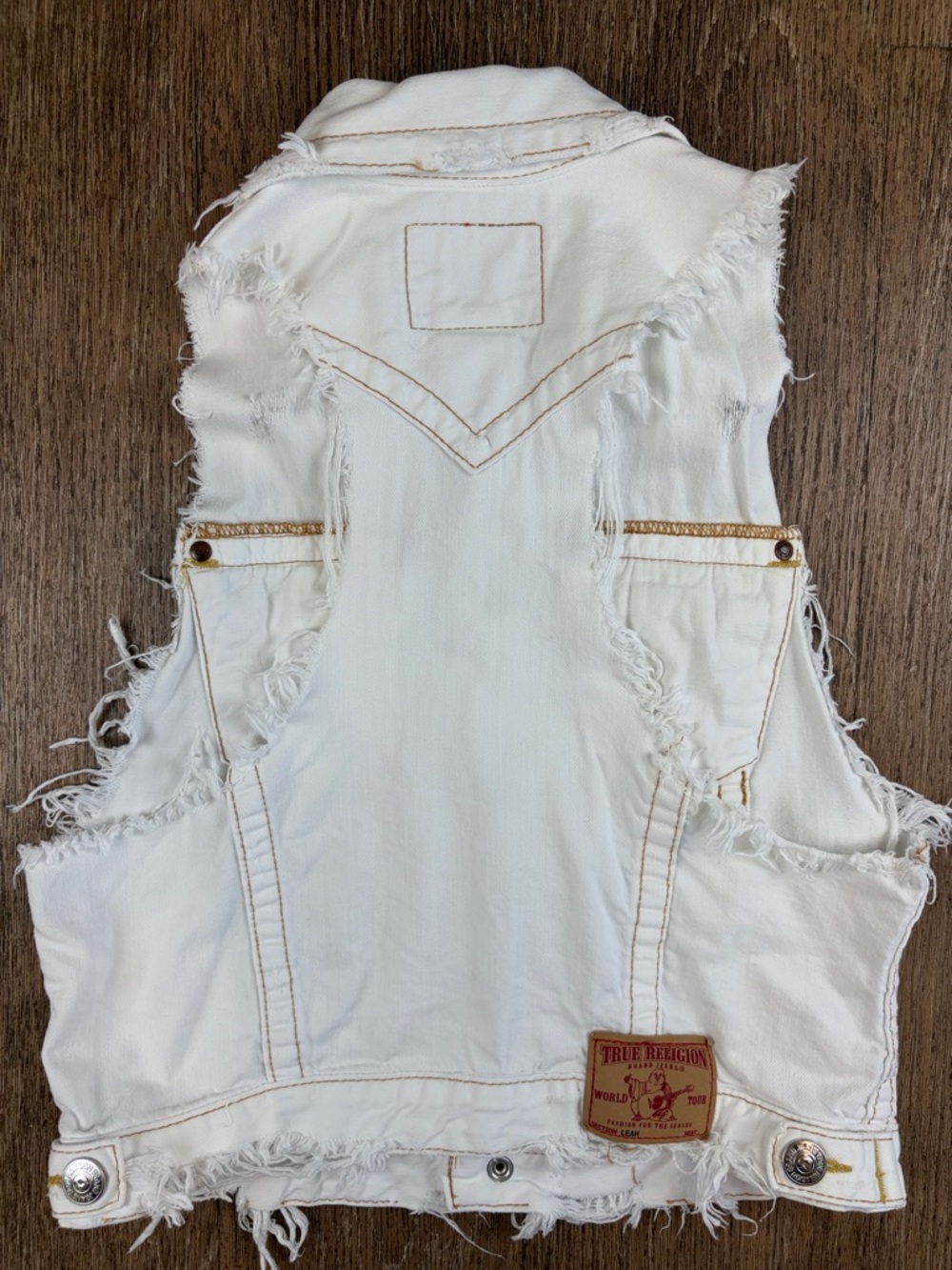 True Religion ‘Leah’ Rips Racerback Denim Vest ~ in White - Picture 11 of 15